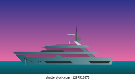 yacht against the evening sky vector