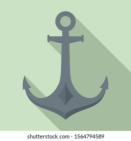 Yacht anchor icon. Flat illustration of yacht anchor vector icon for web design