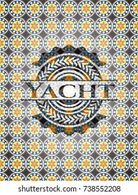 Yacht arabic emblem. Arabesque decoration.