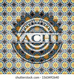 Yacht arabic style badge. Arabesque decoration.