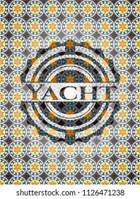 Yacht arabic style emblem. Arabesque decoration.