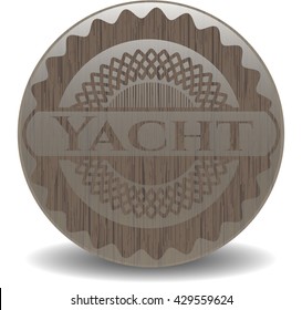 Yacht badge with wood background
