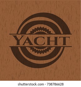 Yacht badge with wooden background