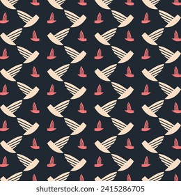 Yacht black background trendy repeating colorful pattern vector illustration