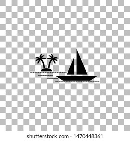 Yacht. Black flat icon on a transparent background. Pictogram for your project