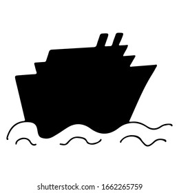 Yacht black silhouette on a white background. Stock vector illustration.