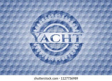 Yacht blue emblem with geometric pattern.