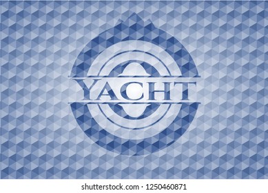 Yacht blue emblem with geometric pattern.