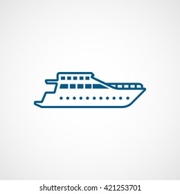 Yacht Blue Line Icon On White Background