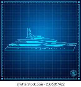 Plan de Concepto de Superyate de Yacht Blueprint