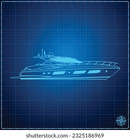 Plan de Concepto de Superyate de Yacht Blueprint