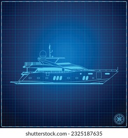 Plan de Concepto de Superyate de Yacht Blueprint