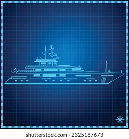 Plan de Concepto de Superyate de Yacht Blueprint