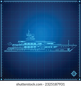 Plan de Concepto de Superyate de Yacht Blueprint