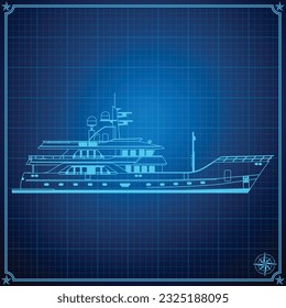 Plan de Concepto de Superyate de Yacht Blueprint