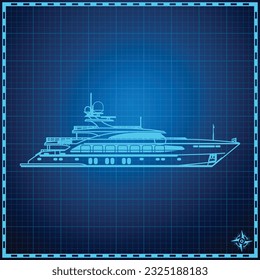 Plan de Concepto de Superyate de Yacht Blueprint