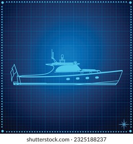 Plan de Concepto de Superyate de Yacht Blueprint