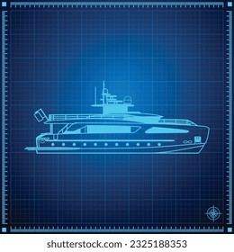 Plan de Concepto de Superyate de Yacht Blueprint