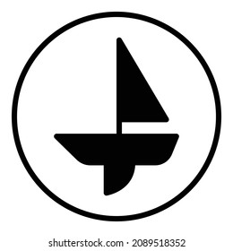 Yacht Boat Flat Icon Isolated On White Background