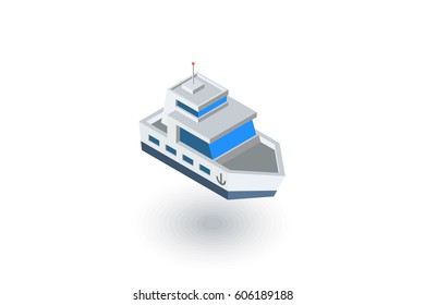 Yacht boat isometric flat icon. 3d vector colorful illustration. Pictogram isolated on white background