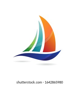 Yacht boat marine sailing logo vector image