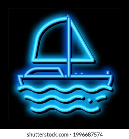 Yacht Boat neon light sign vector. Glowing bright icon Yacht Boat sign. transparent symbol illustration