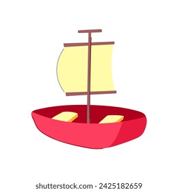 yacht boat toy cartoon. doll water, fishing simple, wave game yacht boat toy sign. isolated symbol vector illustration
