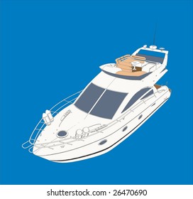 Yacht Boat Vector Drawing Look Like Paint