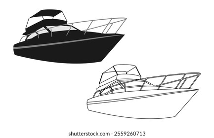 yacht boat vector illustration isolated on white background.