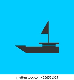 Yacht boats icon flat. Simple vector black pictogram on blue background