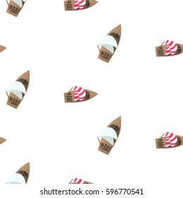 Yacht boats summer seamless vector pattern. Simple white repeat background with sailboats.