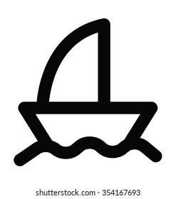 Yacht Bold Line Vector Icon 