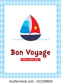 yacht bon voyage illustration card