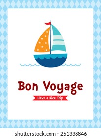 yacht bon voyage illustration card