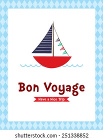 yacht bon voyage illustration card