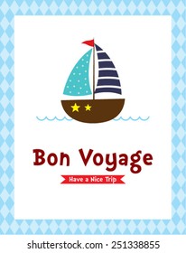 yacht bon voyage illustration card
