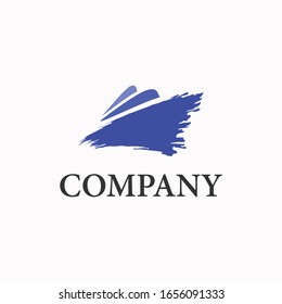 Yacht brush ocean cruise travel company logo template