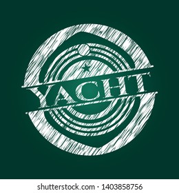Yacht with chalkboard texture. Vector Illustration. Detailed.
