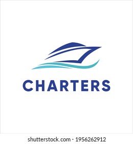  yacht charter boat logo design vector