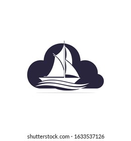 Yacht cloud shape logo design. Yachting club or yacht sport team vector logo design.