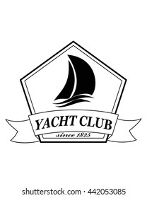 Yacht club emblem vector logo templates. Yachts silhouettes. Vector line yachts icon, vector illustration. Yachting and regatta symbols