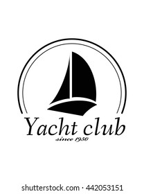 Yacht club emblem vector logo templates. Yachts silhouettes. Vector line yachts icon, vector illustration. Yachting and regatta symbols
