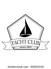 Yacht club emblem vector logo templates. Yachts silhouettes. Vector line yachts icon, vector illustration. Yachting and regatta symbols