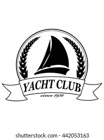 Yacht club emblem vector logo templates. Yachts silhouettes. Vector line yachts icon, vector illustration. Yachting and regatta symbols