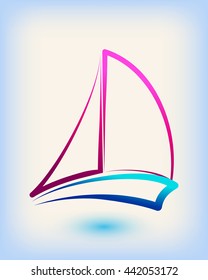 Yacht club emblem vector logo templates. Yachts silhouettes. Vector line yachts icon, vector illustration. Yachting and regatta symbols