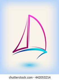 Yacht club emblem vector logo templates. Yachts silhouettes. Vector line yachts icon, vector illustration. Yachting and regatta symbols