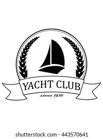 Yacht club emblem vector logo templates. Yachts silhouettes. Vector line yachts icon, vector illustration. Yachting and regatta symbols