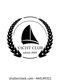 Yacht club emblem vector logo templates. Yachts silhouettes. Vector line yachts icon, vector illustration. Yachting and regatta symbols