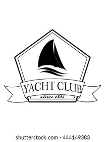 Yacht club emblem vector logo templates. Yachts silhouettes. Vector line yachts icon, vector illustration. Yachting and regatta symbols