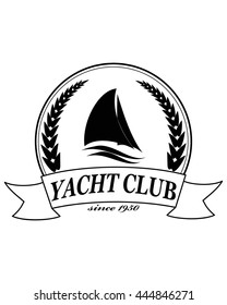 Yacht club emblem vector logo templates. Yachts silhouettes. Vector line yachts icon, vector illustration. Yachting and regatta symbols